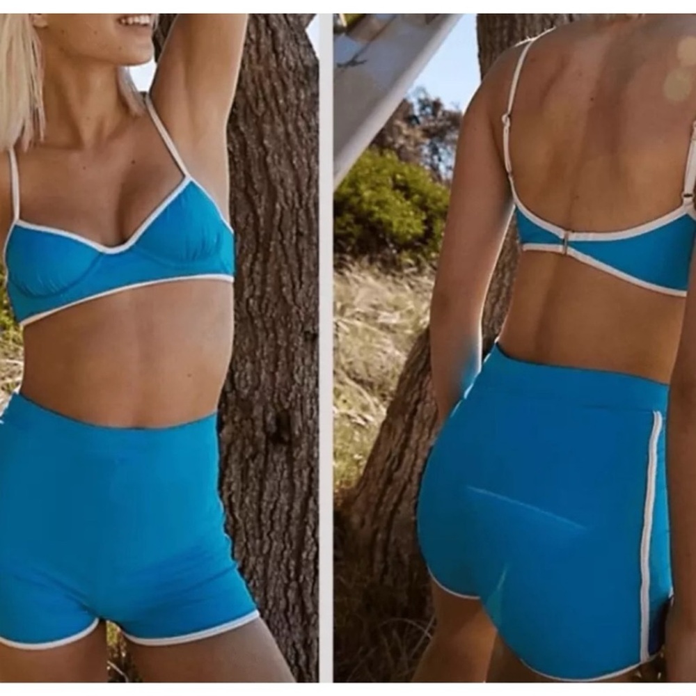 NWT Acacia Ribbed Sadie Piped Top And Tommy Boy Short Bottom in Rocky’s Size M